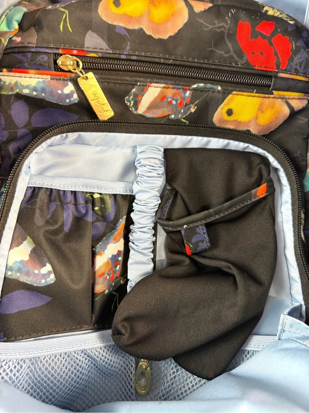 JuJuBe Butterfly Diaper Bag Backpack Changing Pad Multicolor Floral Black